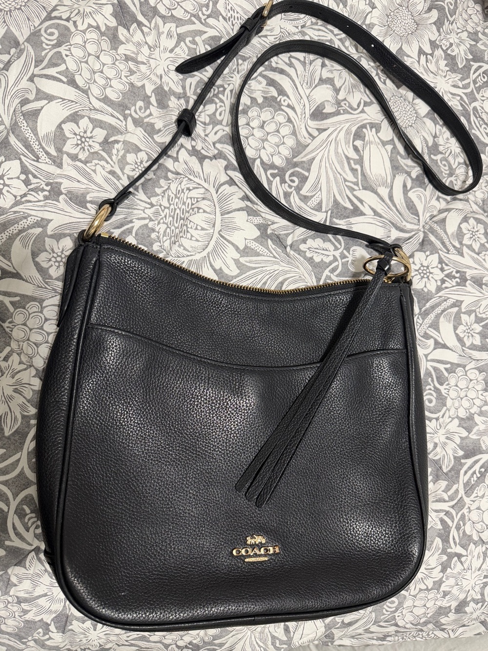 Coach Black Chaise Pebbled Leather Crossbody with Tassel